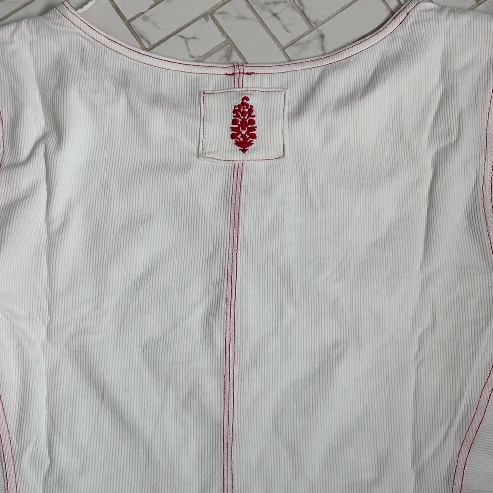 Free People Red/White 3/4 sleeve long sleeve